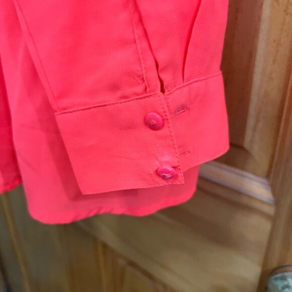 H&M coral flowy button down shirt size 8 - Picture 7 of 8